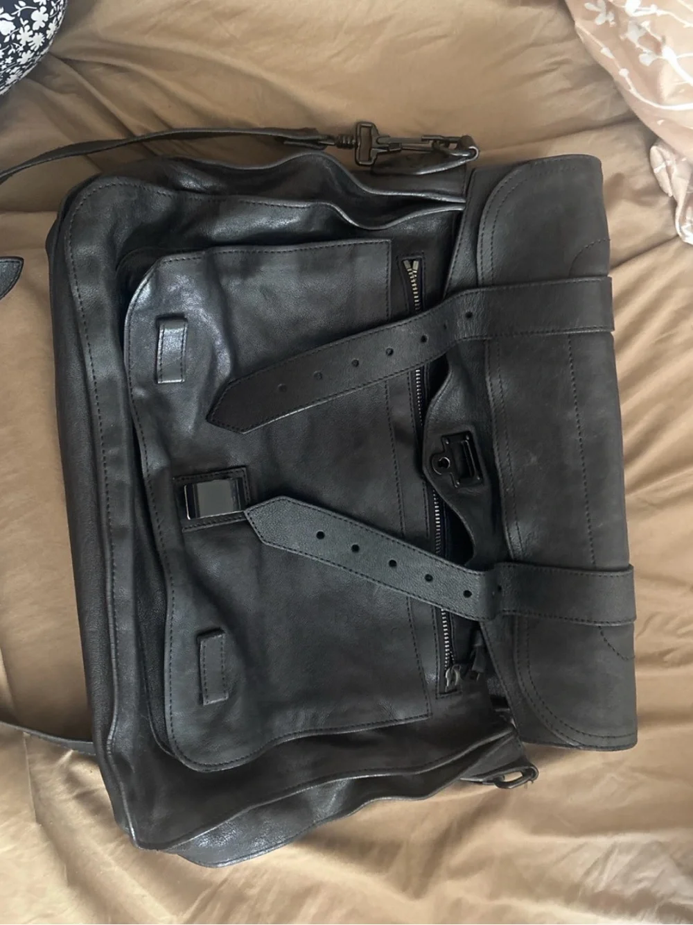 Black Leather Messenger Bag